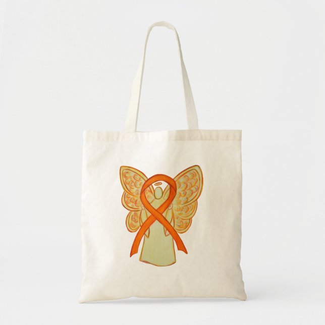 Orange Awareness Ribbon Anpassningsbar Art Tote Ba Tygkasse (Framsidan)