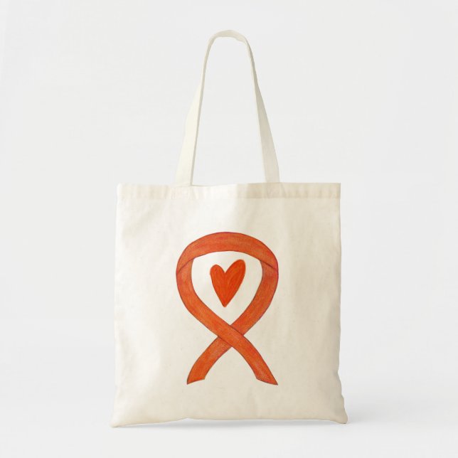 Orange Awareness Ribbon Anpassningsbar Art Tote Ba Tygkasse (Framsidan)