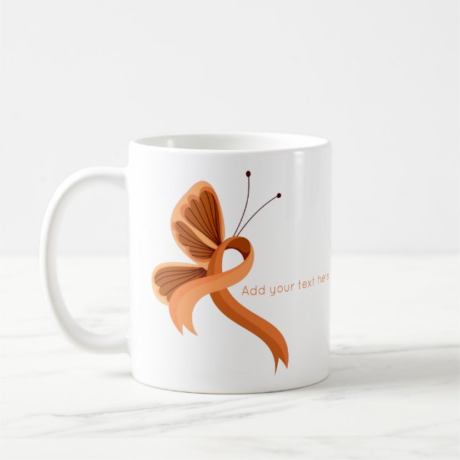 Orange Awareness Ribbon Butterfly Coffee Mugg (Vänster)