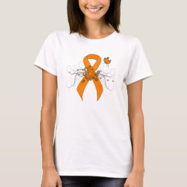 Orange Awareness Ribbon med Butterfly T-shirt