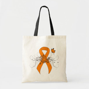 Orange Awareness Ribbon med Butterfly Tygkasse