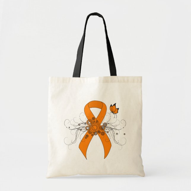 Orange Awareness Ribbon med Butterfly Tygkasse (Framsidan)