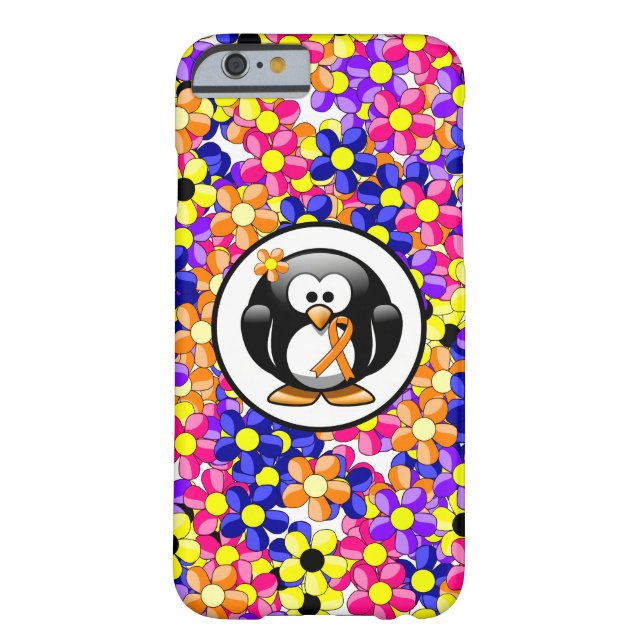 Orange Awareness Ribbon Penguin Case-Mate iPhone Skal (Baksidan)