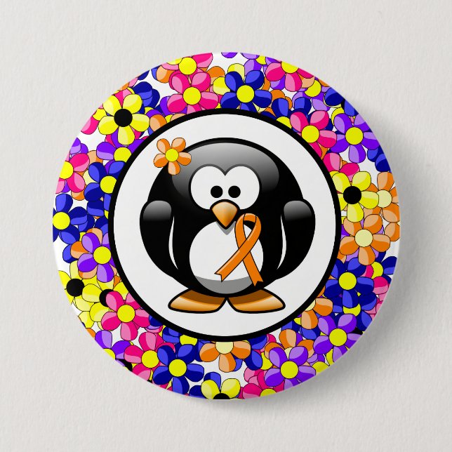 Orange Awareness Ribbon Penguin Knapp (Framsida)