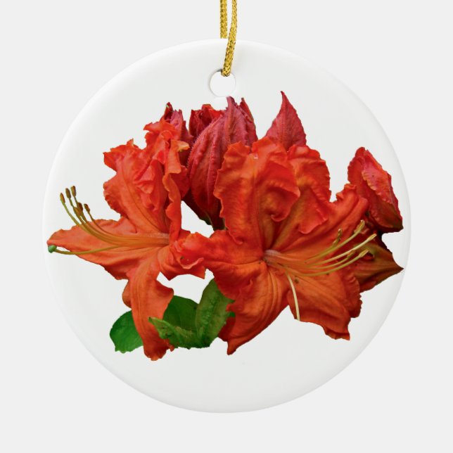 Orange Azaleablommor Julgransprydnad Keramik (Framsidan)