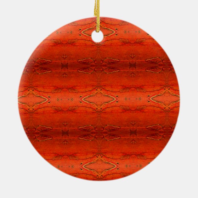 Orange Aztec Mönster Julgransprydnad Keramik (Baksidan)