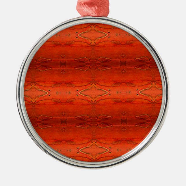 Orange Aztec Mönster Julgransprydnad Metall (Framsidan)