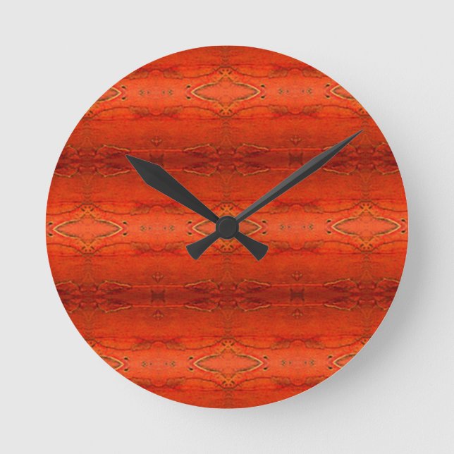 Orange Aztec mönster Rund Klocka (Framsida)