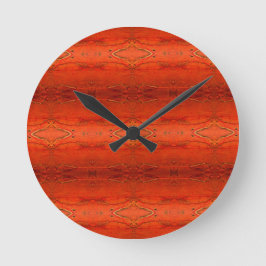 Orange Aztec mönster Rund Klocka
