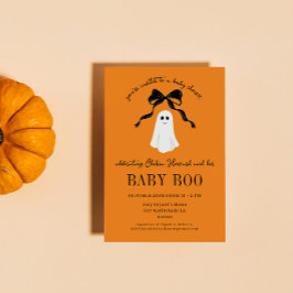 Orange Baby Boo Ghost Halloween Baby Shower Inbjudningar