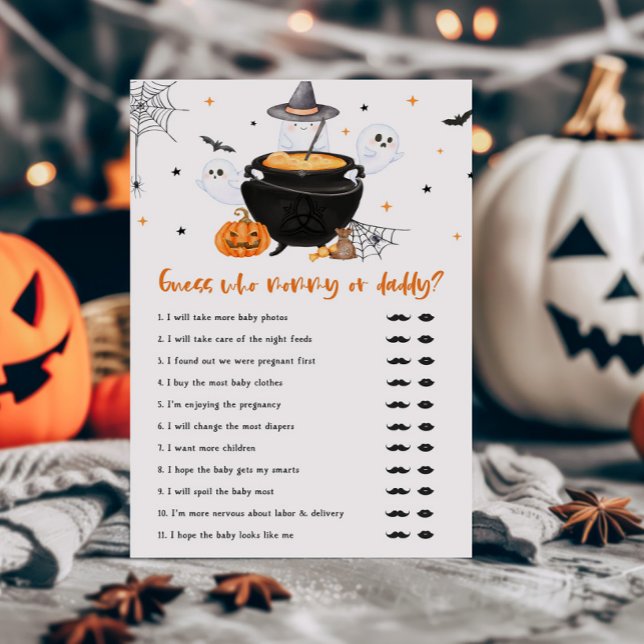 Orange Baby Brewing Gissa vem Mamma eller pappa Ga (Baby is Brewing Baby Shower Guess who Mommy or Daddy Game
)