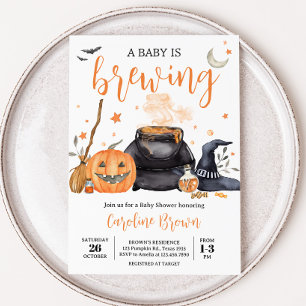 Orange Baby brinner Cute Halloween Baby Shower Inbjudningar