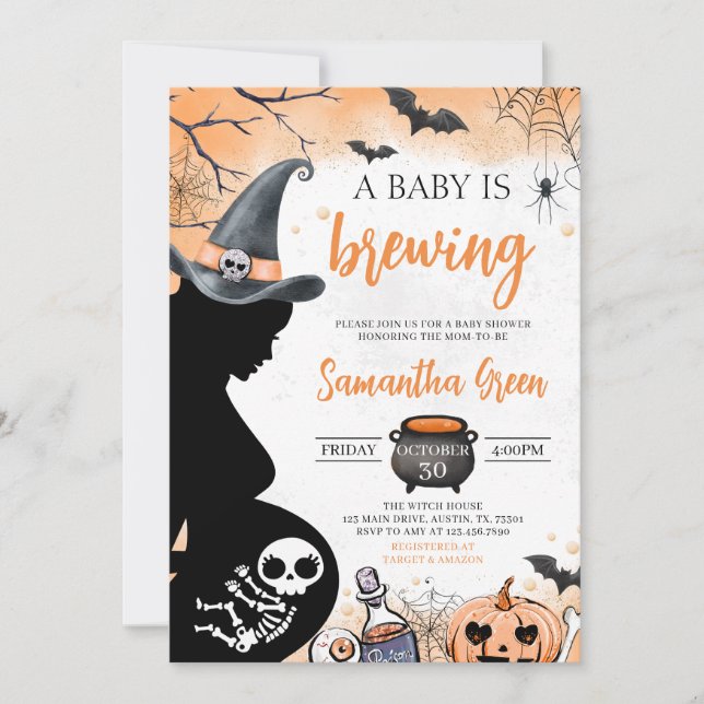 Orange Baby brinner Halloween Baby Shower Inbjudningar (Framsida)