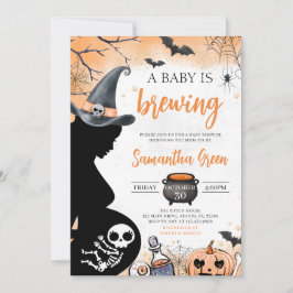 Orange Baby brinner Halloween Baby Shower Inbjudningar