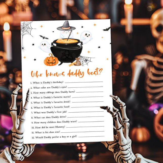 Orange Baby brygger Vem vet pappas bästa spel (Baby is Brewing Baby Shower Who knows Daddy Best Game)