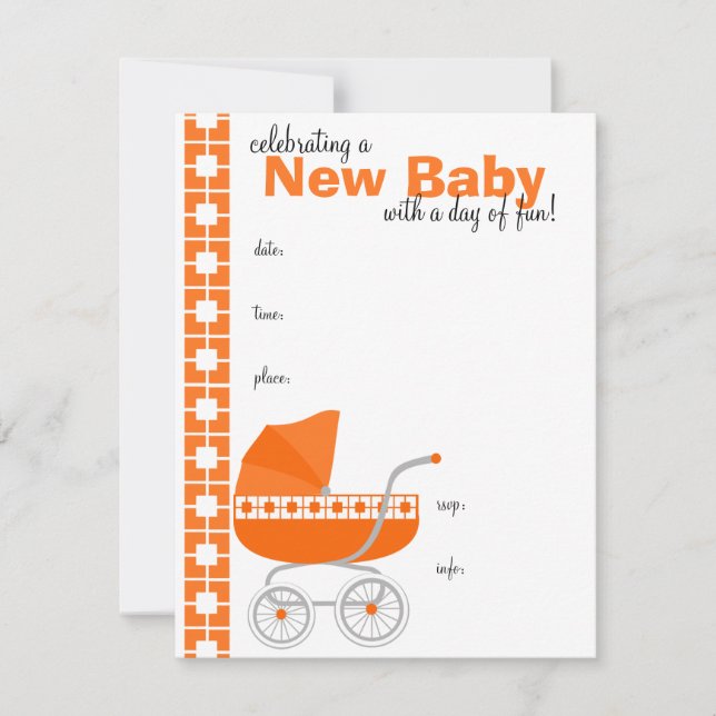orange Baby Buggy Inbjudningar (Framsida)