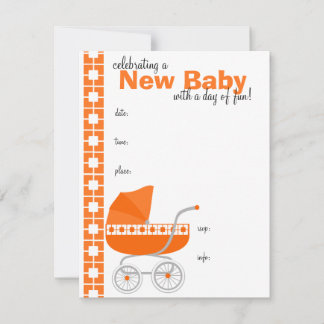 orange Baby Buggy Inbjudningar