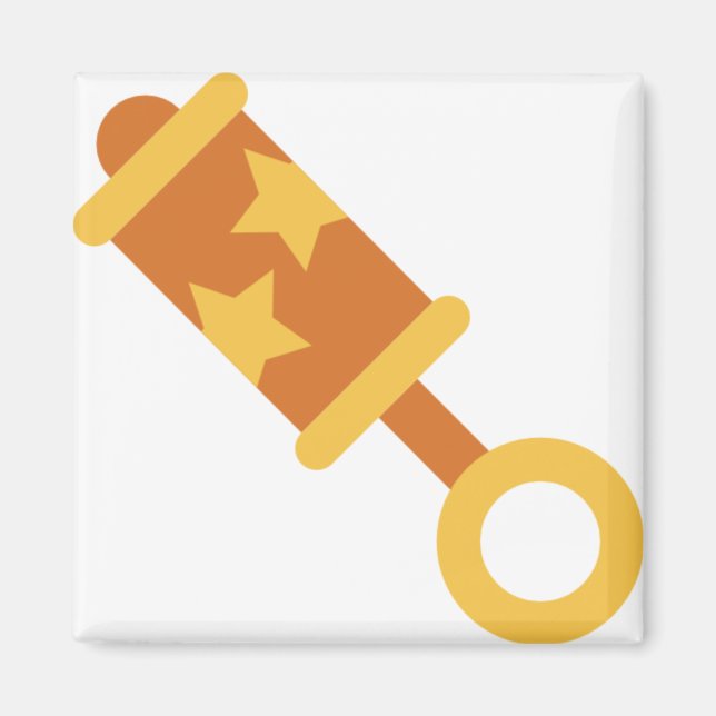 orange baby rattle magnet (Framsidan)