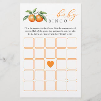 Orange Baby Shower Baby Bingo-spel