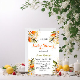 Orange Baby Shower Gender Neutral Citrus Inbjudningar