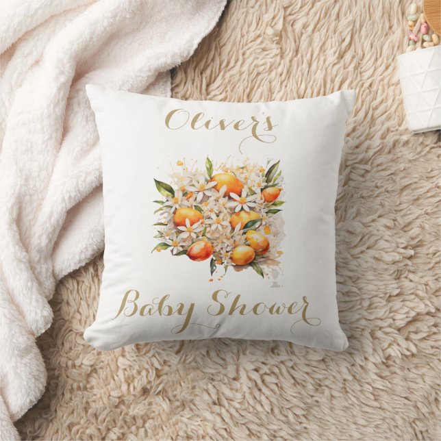 Orange Baby Shower Gender Neutral Citrus Kudde (Filt)