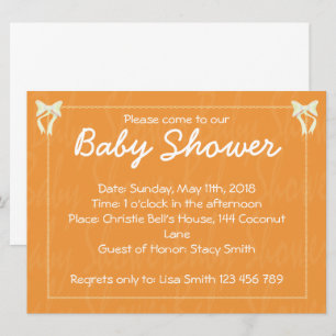 Orange Baby shower inbjudan