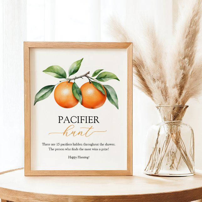 Orange Baby Shower Nappar Hunt Game Sign Poster (Skapare uppladdad)
