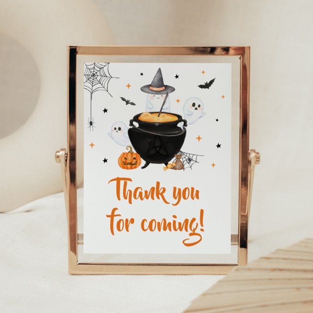 Orange Baby tackar er för att ni kommer Poster (Baby is Brewing Baby Shower Thank you for Coming Sign)