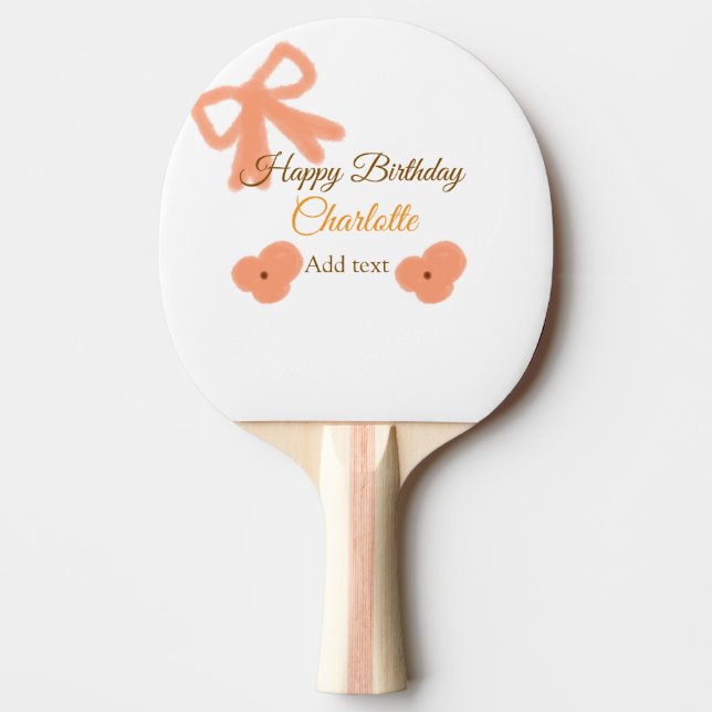 Orange båge blomma pastell vattenfärg födelsedag n pingisracket (Framsidan)