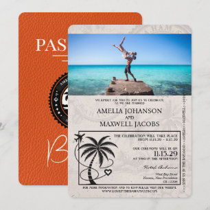Orange Bahamas Passport Bröllop Inbjudningar