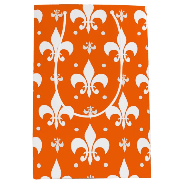 Orange Bakgrund Fleur-de-lis Mönster Design (Framsidan)