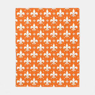 Orange Bakgrund Fleur-de-lis Mönster Design Fleecefilt