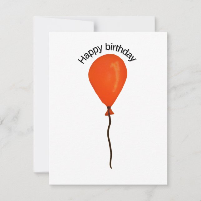 Orange-ballong grattis på födelsedagen anteckningskort (Framsida)