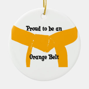 Orange bältepride för kampsportar julgransprydnad keramik