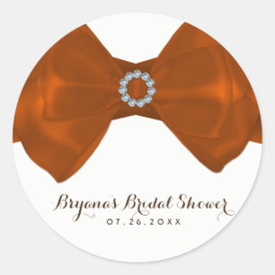Orange Band & Diamanter Bröllopsdusch Elegant Runt Klistermärke