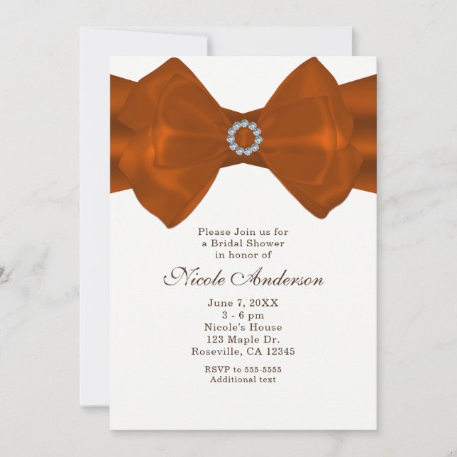 Orange Band & Diamanter Elegant Glam Inbjudningar (Framsida)