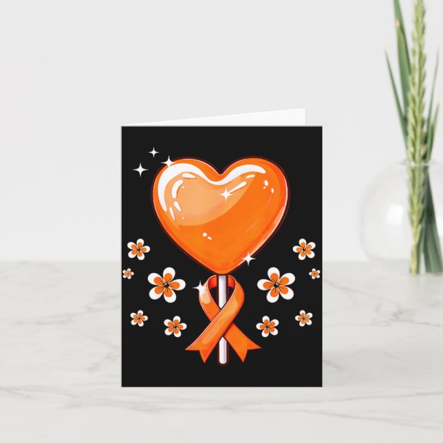 Orange Band Heart Godis Multipel Skleros Medvetenh Kort (Framsida)