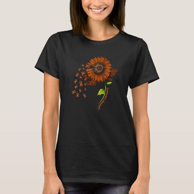 Orange band & solros Leukemi medvetenhet månad T Shirt (Framsida)