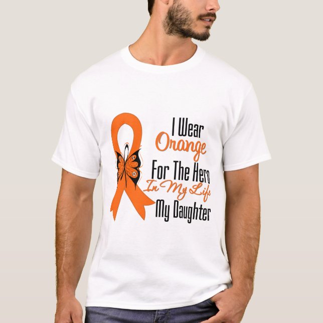 Orange bandhjälte för Leukemia min dotter Tee Shirt (Framsida)