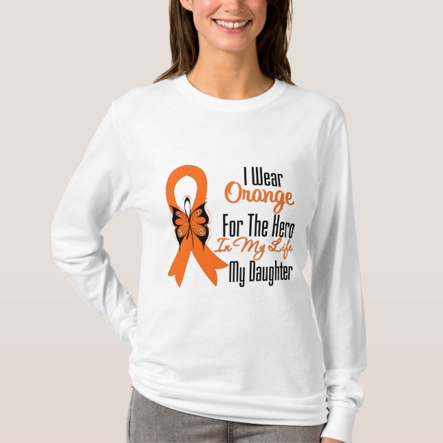 Orange bandhjälte för Leukemia min dotter Tröja (Framsida)