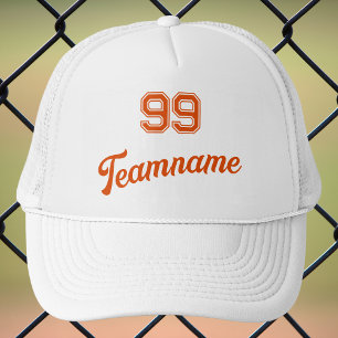 Orange Baseball Anpassningsbar Player nummer och t Keps