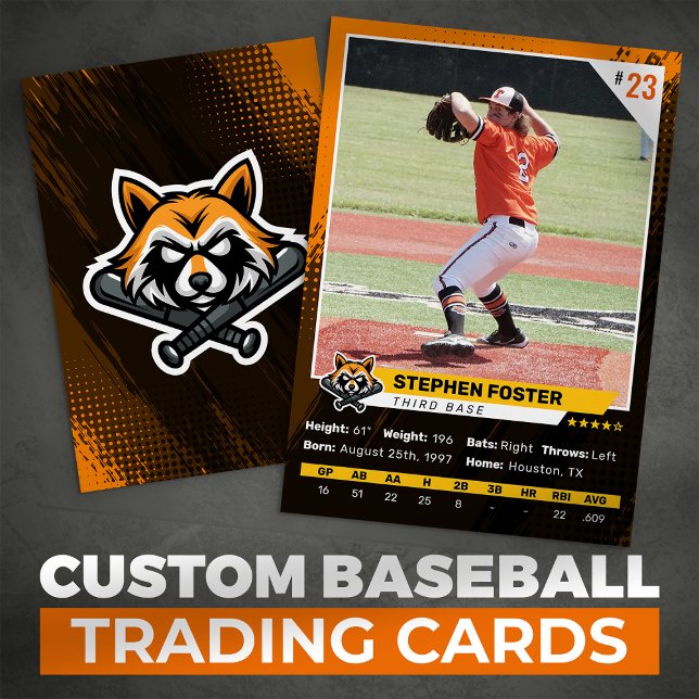 Orange Baseboll Trading Card Foto Baseboll Logo (Skapare uppladdad)