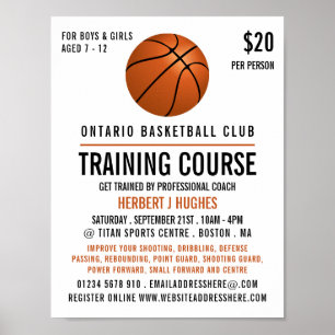 Orange Basketball, Basketball Training Cours Poster