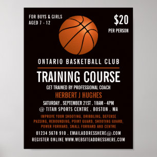 Orange Basketball, Basketball Training Cours Poster