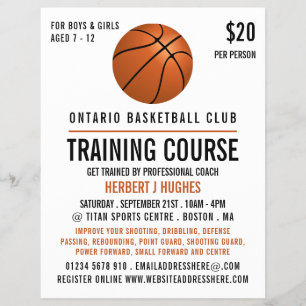 Orange Basketball, Basketball Training Cours Reklamblad