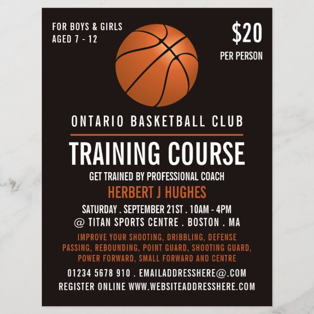 Orange Basketball, Basketball Training Cours Reklamblad (Framsidan)