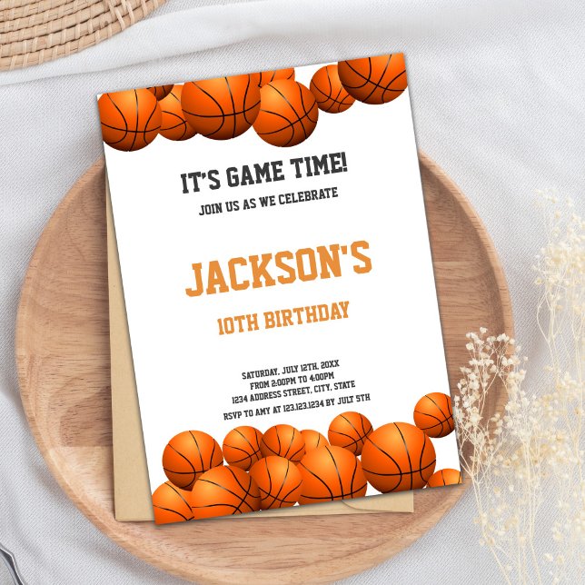 Orange Basketball Birthday-inbjudan Inbjudningar (Orange balls Basketball Invitations)