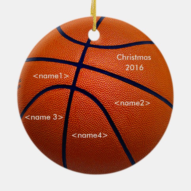 Orange Basketball med namn Julgransprydnad Keramik (Baksidan)