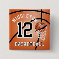 Orange Basketball 🏀 och Ring | Knapp för DIY-text