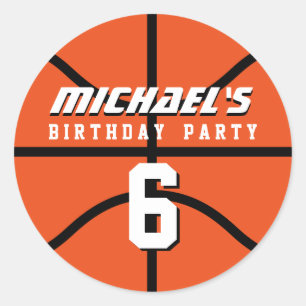 Orange Basketball Sticker Sports Födelsedagsfest Runt Klistermärke